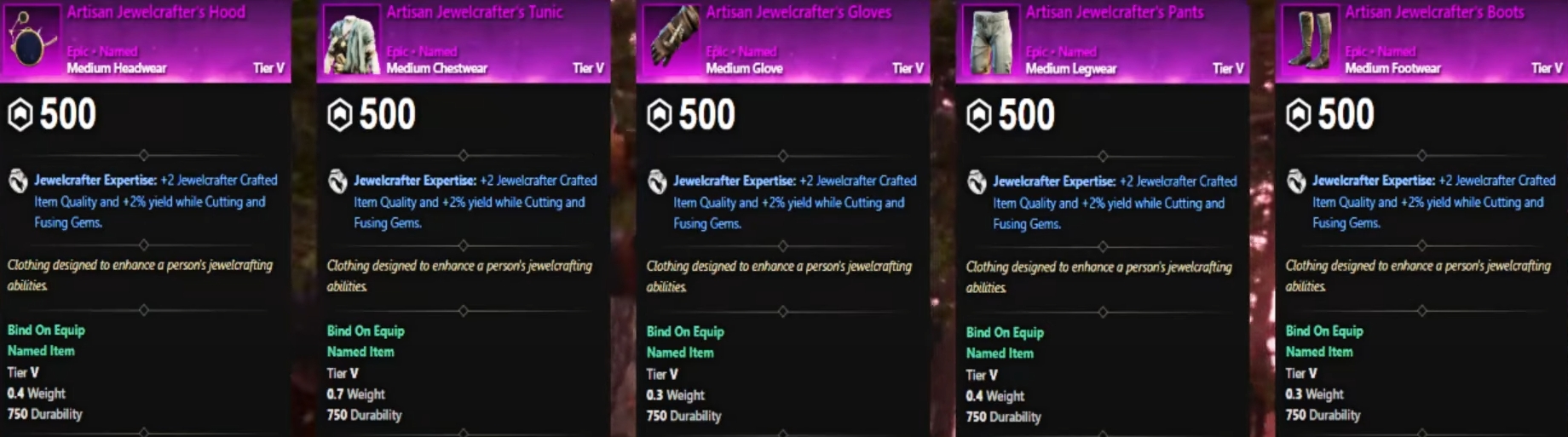 aeternum jelelcrafting gear